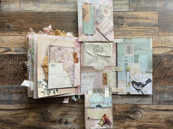 Junk journal spread with fold outs