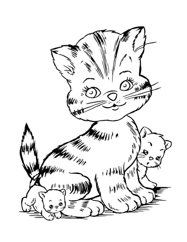 cat black and white coloring page