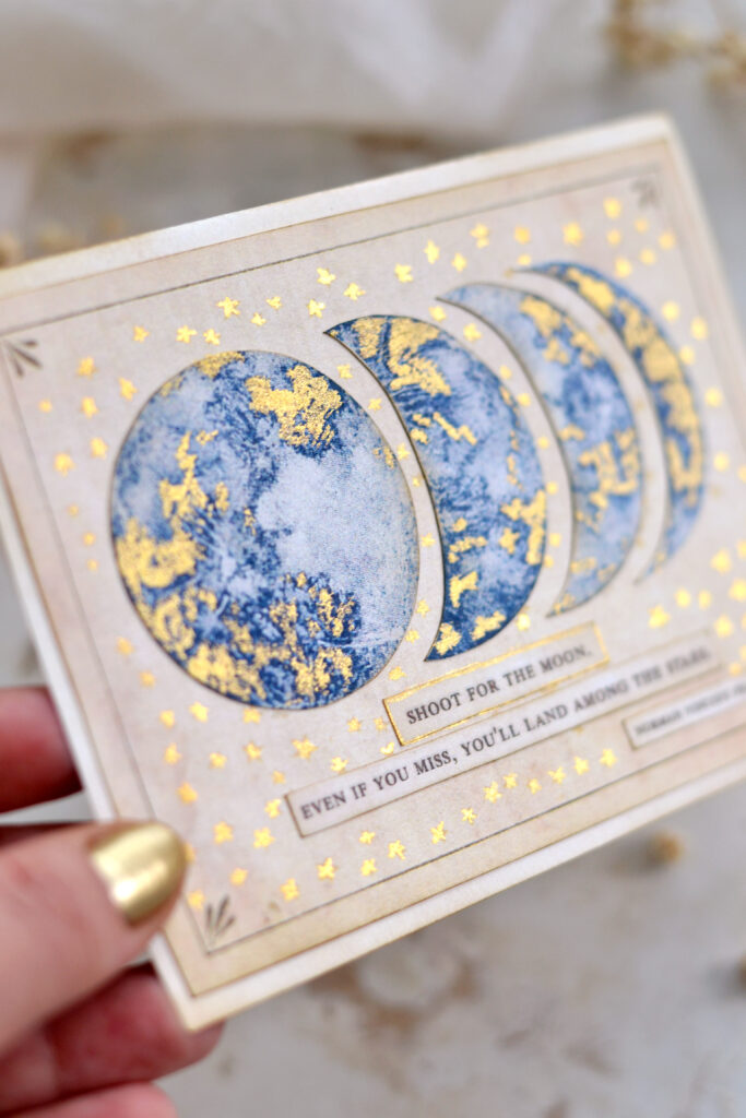 blue moon card with gold