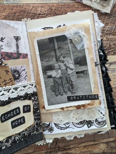 Junk journal spread with photo 