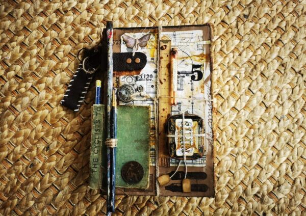 Junk journl cover with objects attached