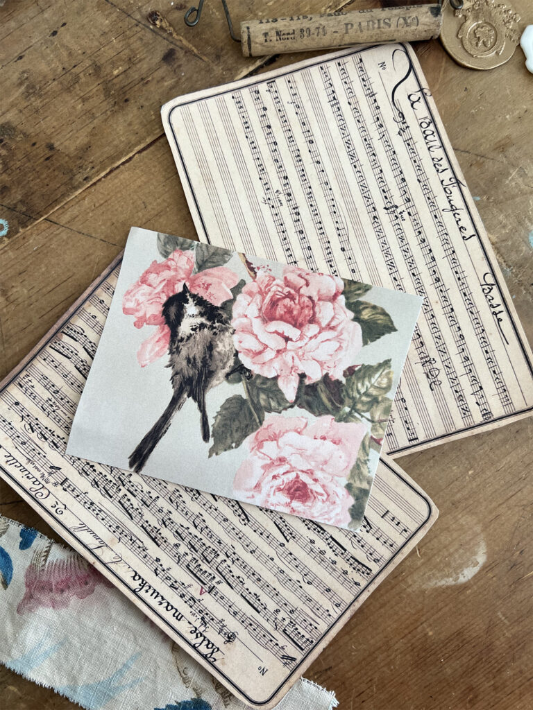 pink flowers and musical notes