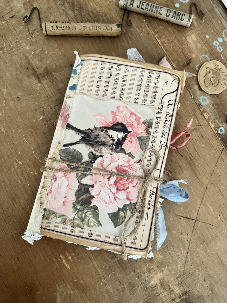 junk journal with bird and flower cover