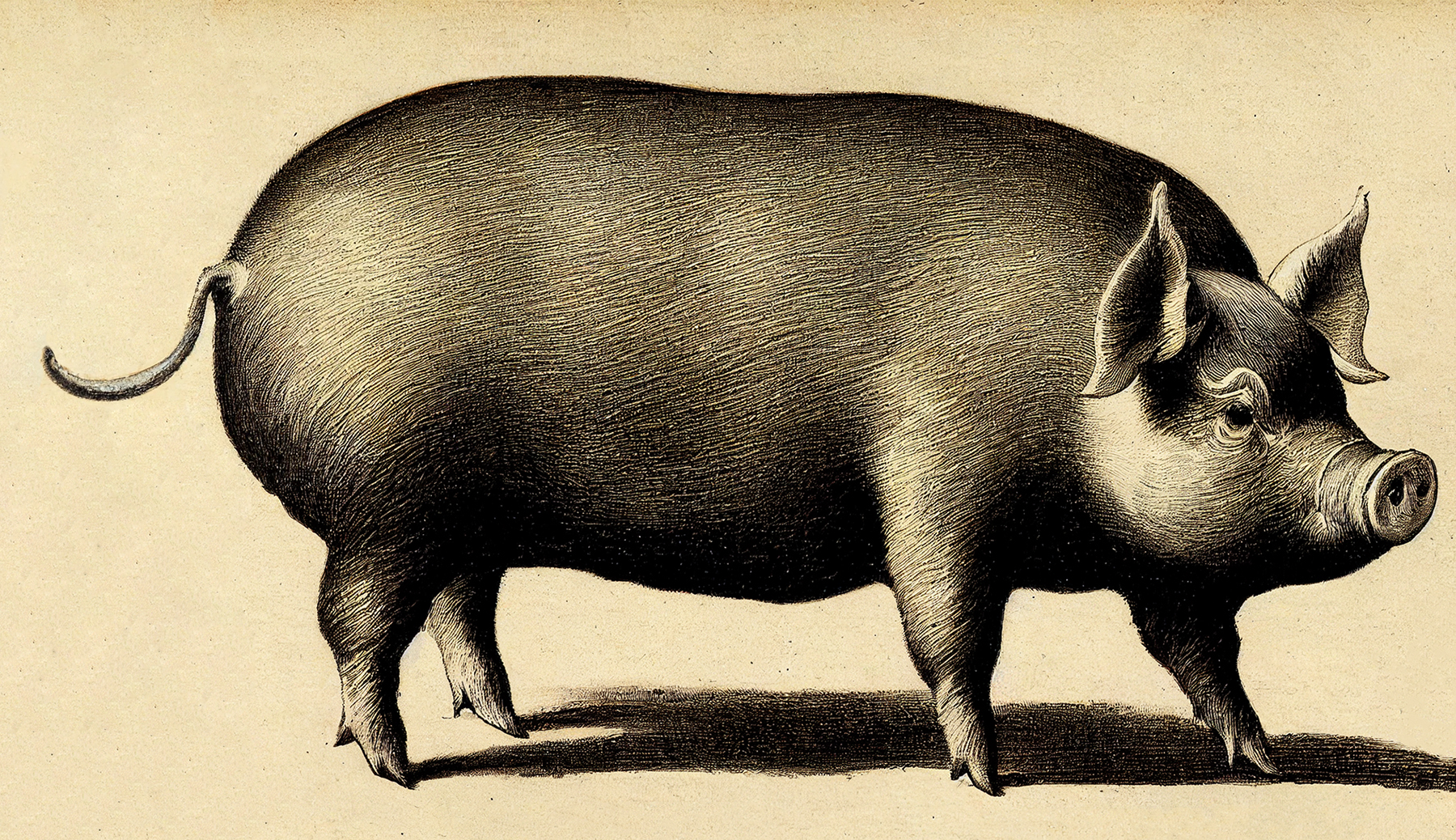 pig black and white clipart