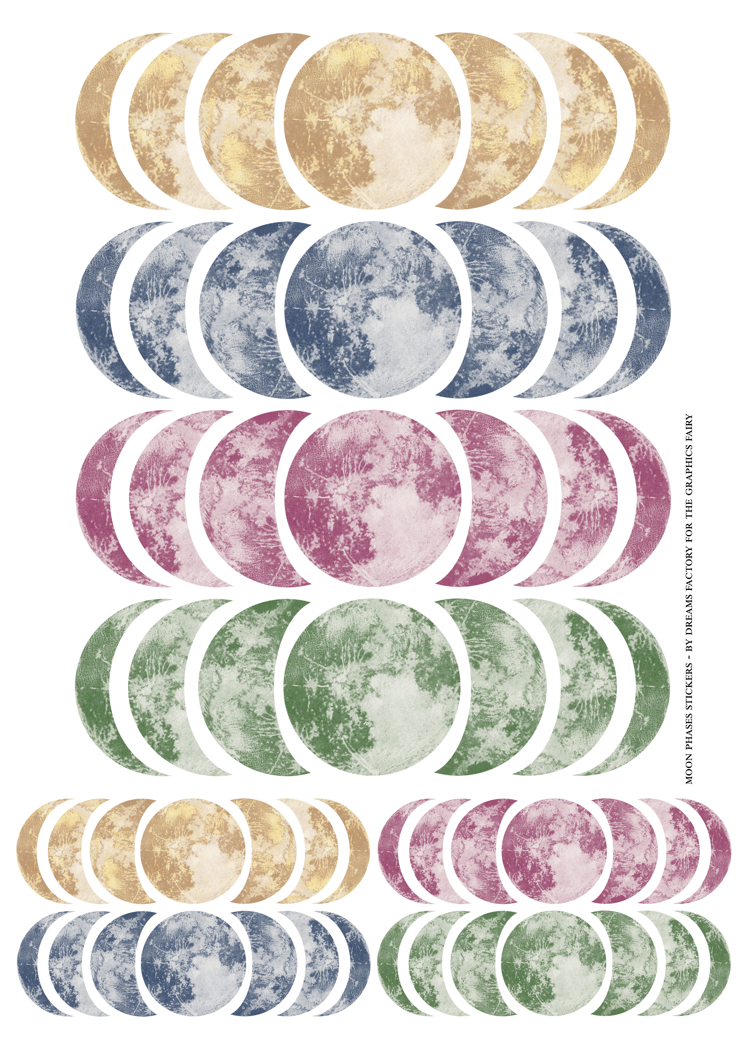 moon phases stickers printable