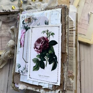Junk journal cover with pink rose