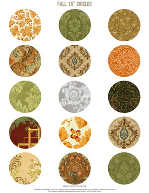 Fall Wallpapers assorted printable 1.5 inch circles