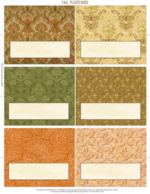Fall Wallpapers assorted printable placecards