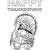 Turkey with thanksgiving greeting coloring page