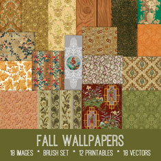 Vintage Fall Wallpapers Ephemera Bundle