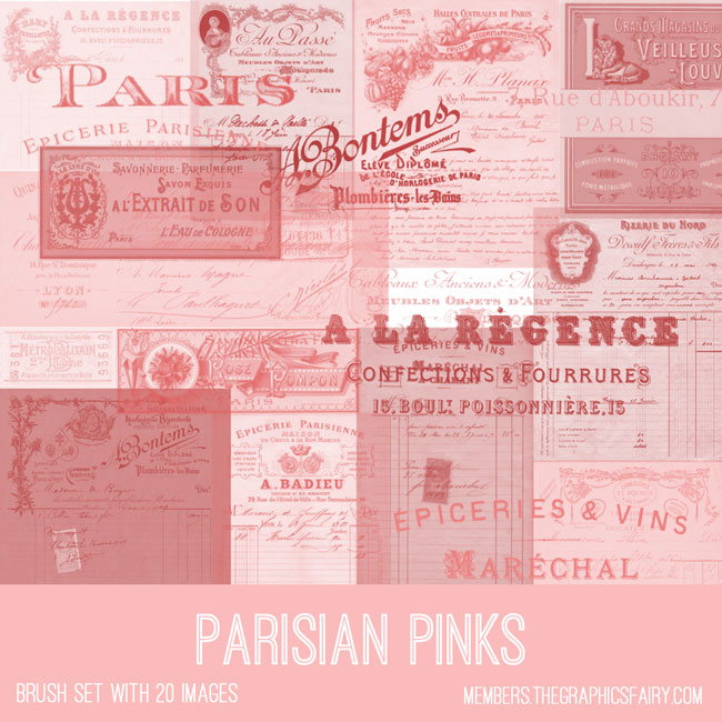 Vintage Parisian Pinks Ephemera Brush Set