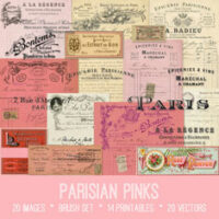Vintage Parisian Pinks Ephemera Bundle
