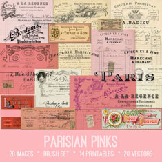 Vintage Parisian Pinks Ephemera Bundle