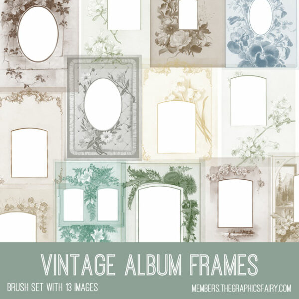 Vintage Album Frames Ephemera Brush Set