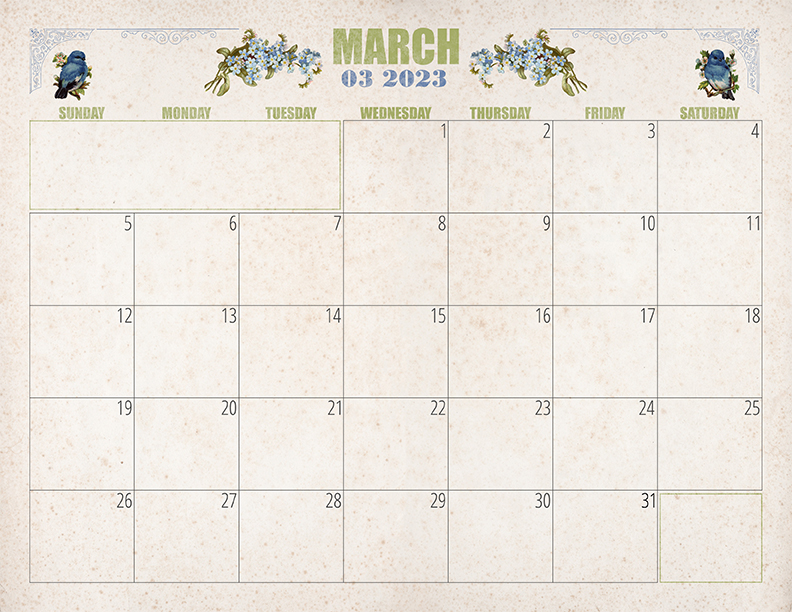 march 2022 calendar heading