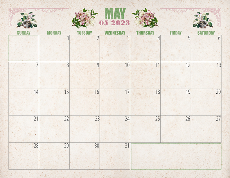 May Calendar Printable 2023