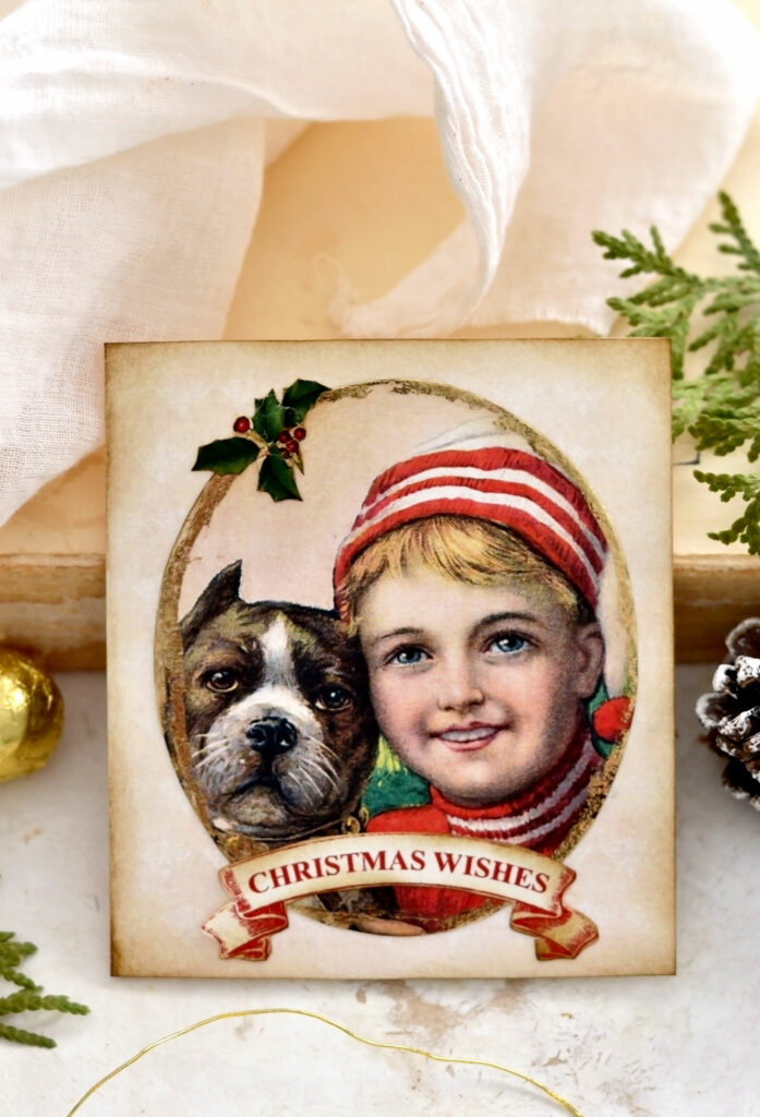 Boy with dog Christmas card