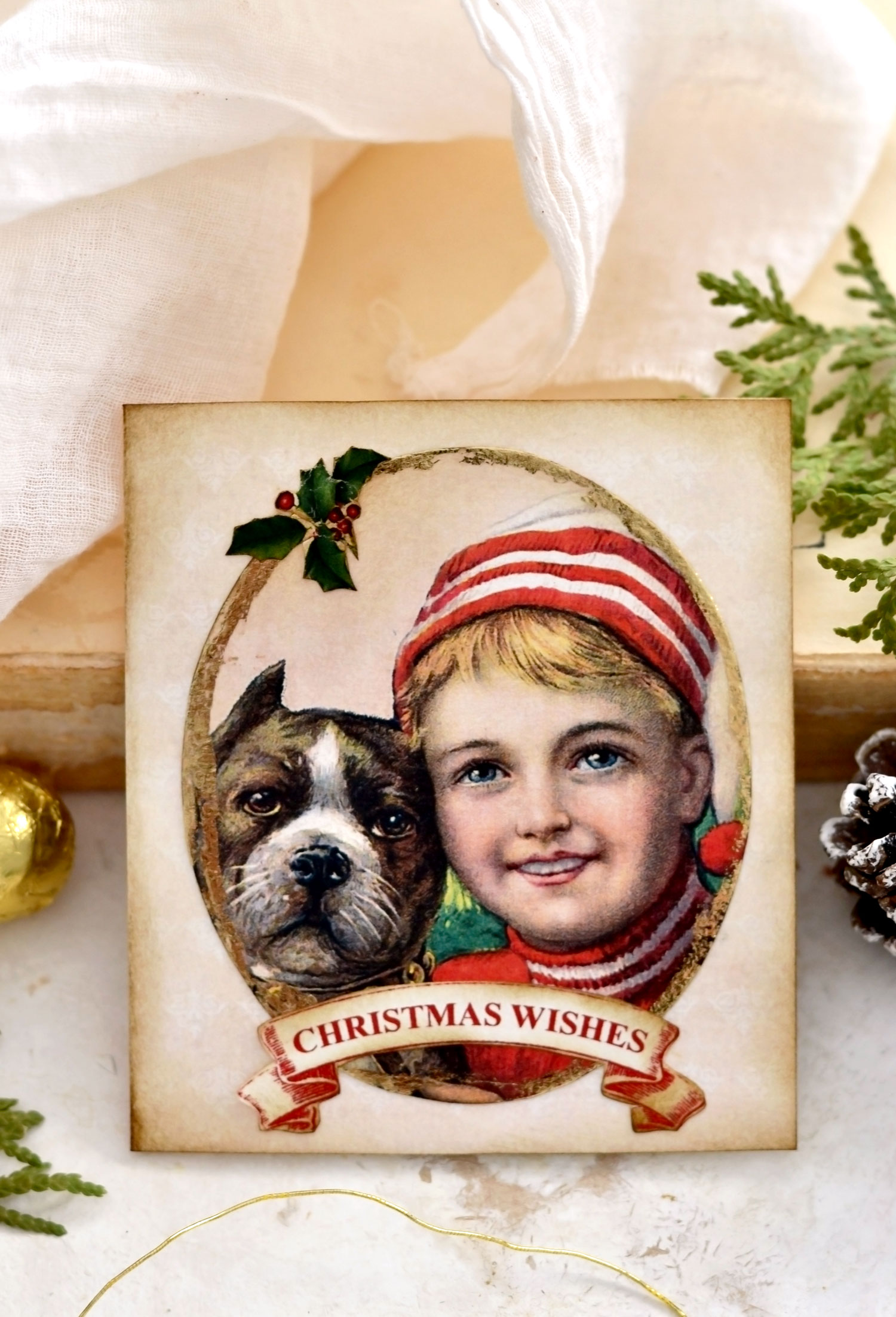 Boy with dog Christmas card