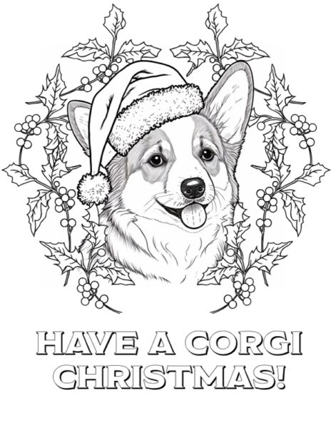 corgi with flower vines