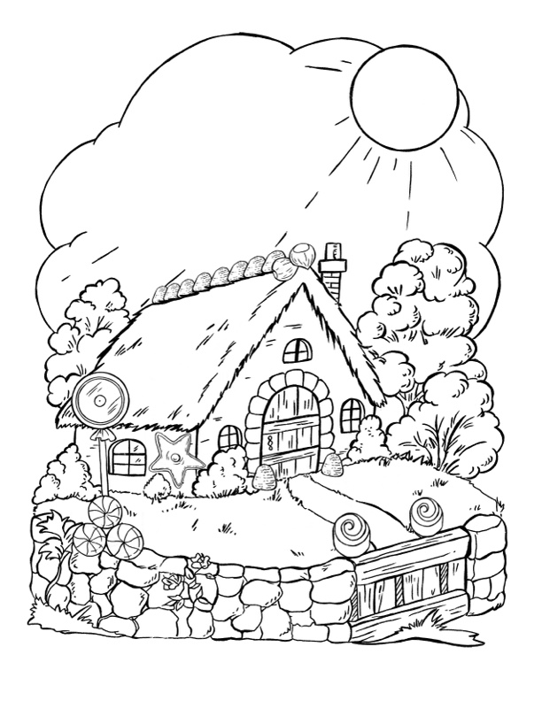 detailed gingerbread house coloring page