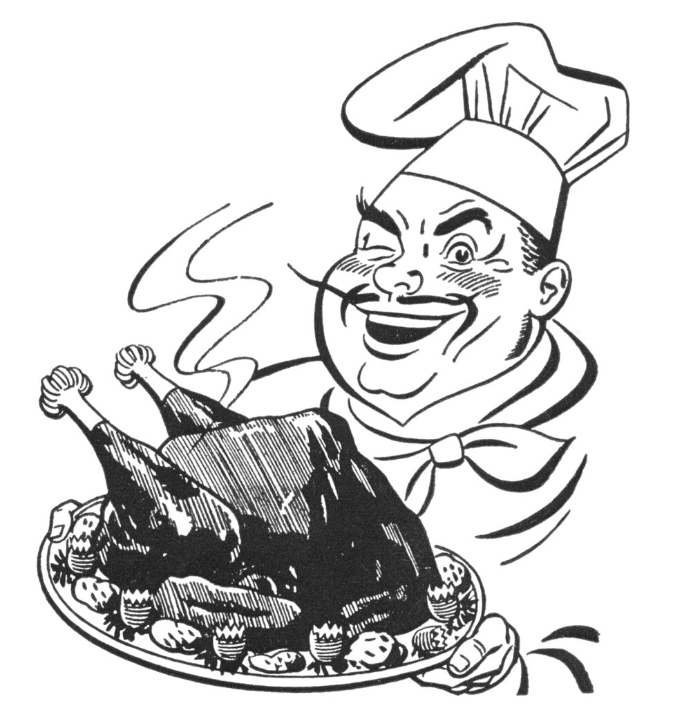 Roast Turkey Clipart with Chef