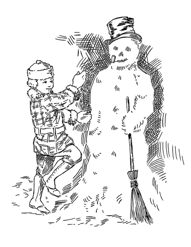 girl building a snowman