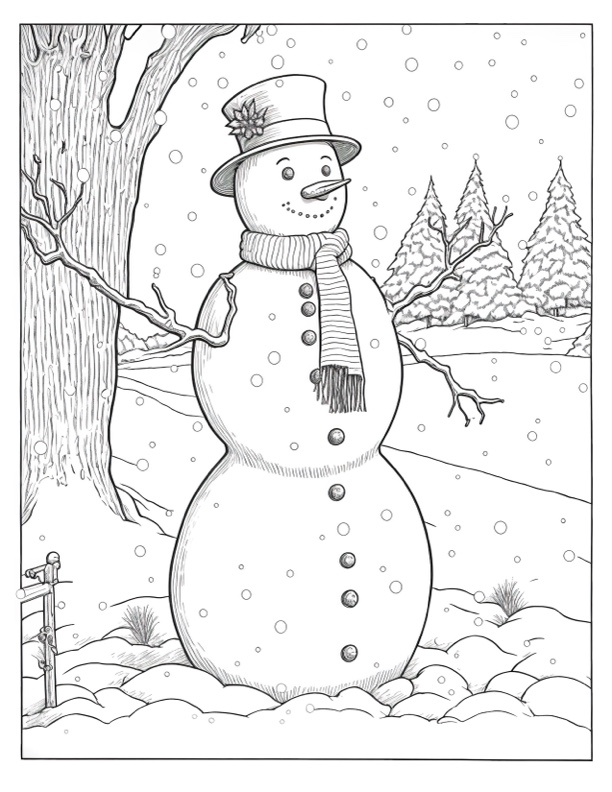 Winter Cardinals Christmas Coloring Page for Adults