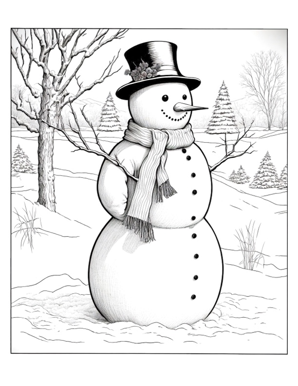 fat snowman with scarf
