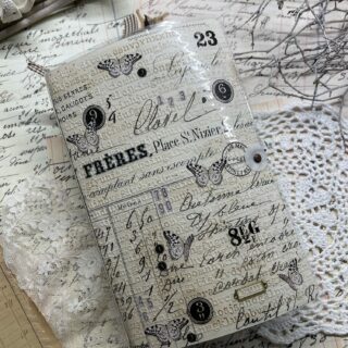 Junk journal cover with black and white print