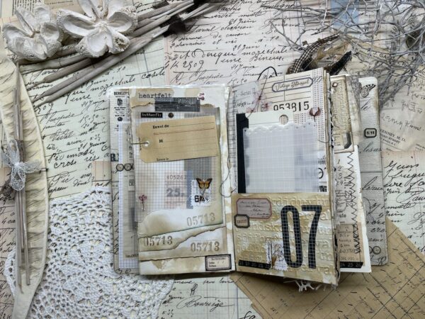 Junk journal spread with pocket