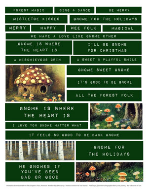 Gnomes & Wee Folk assorted printable quote sheet