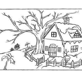 Winter House Coloring Sheet