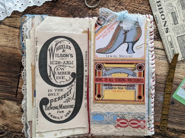 Junk journal spread with vintage advert