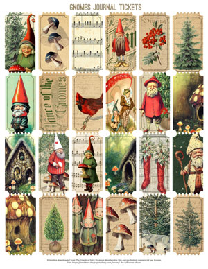 Gnomes & Wee Folk assorted printable journal tickets