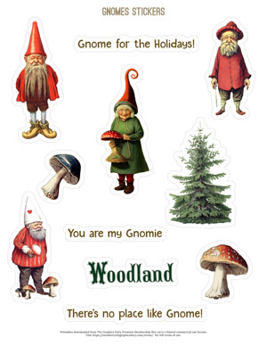 Gnomes & Wee Folk assorted printable stickers
