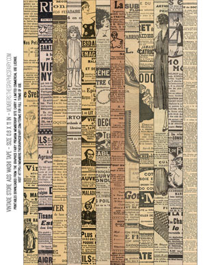 Vintage Store Ads Assorted Printable Washi Tape