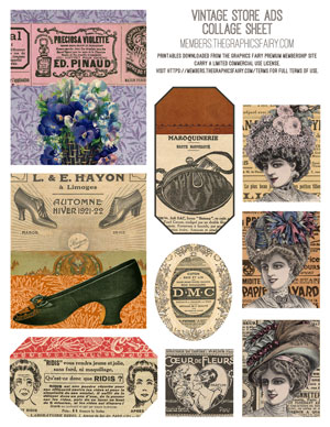 Vintage Store Ads Printable Collage Sheet