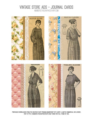 Vintage Store Ads Printable Assorted Journal Cards