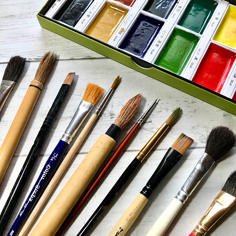 Miscellaneous Brushes with Japanese Watercolor Cakes