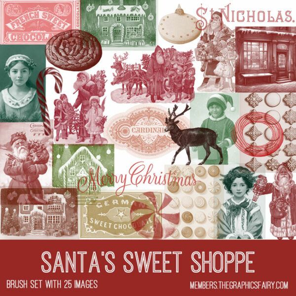 vintage Santa's Sweet Shoppe brush set
