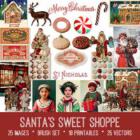 vintage Santa's Sweet Shoppe ephemera bundle