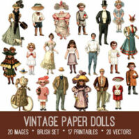 Vintage Paper Dolls ephemera bundle