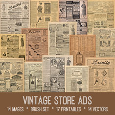 Vintage Store Ads ephemera bundle