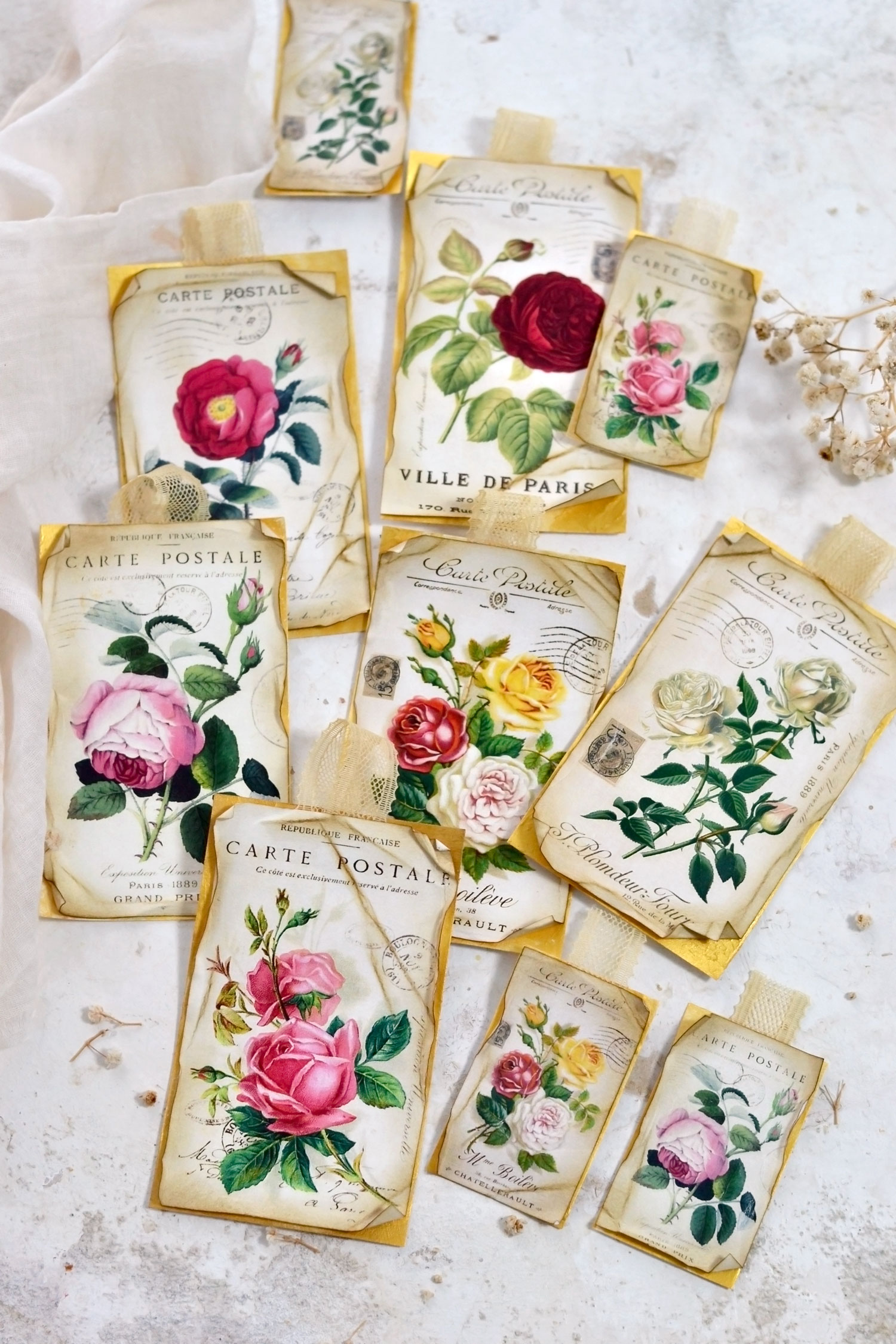 Antique Rose tags