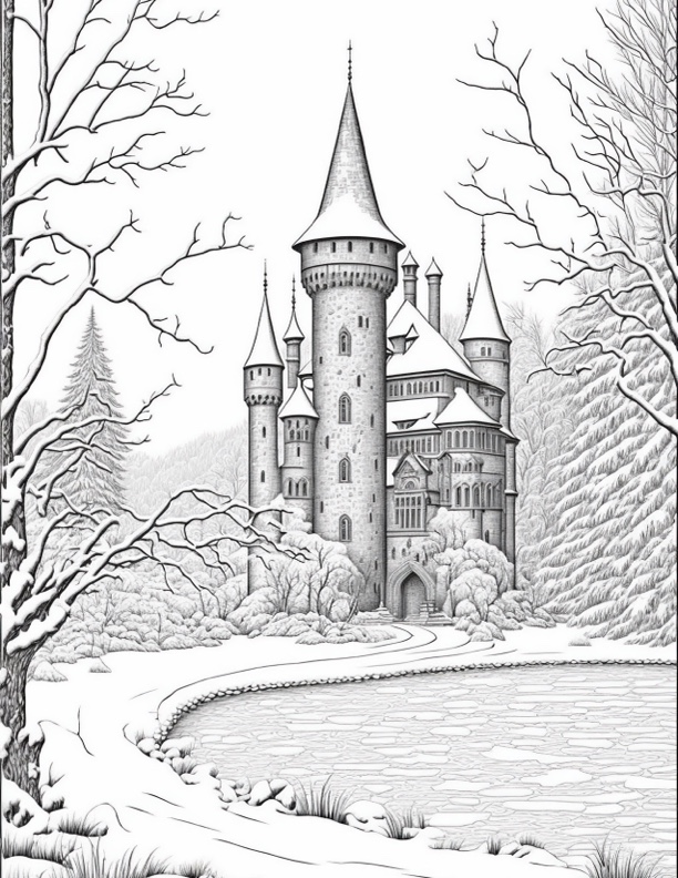 Frozen Ice Castle Coloring Page 