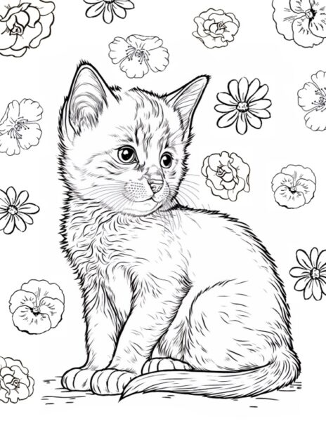 8 Cat Coloring Pages The Graphics - Cat Coloring Page1 72DPI GraphicsFairy 464x600