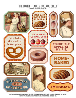 The Baker printable assorted labels collage sheet