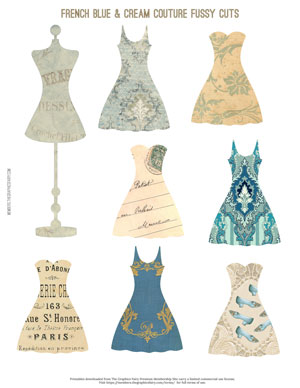 French Blue and Cream Couture Fussy Cuts