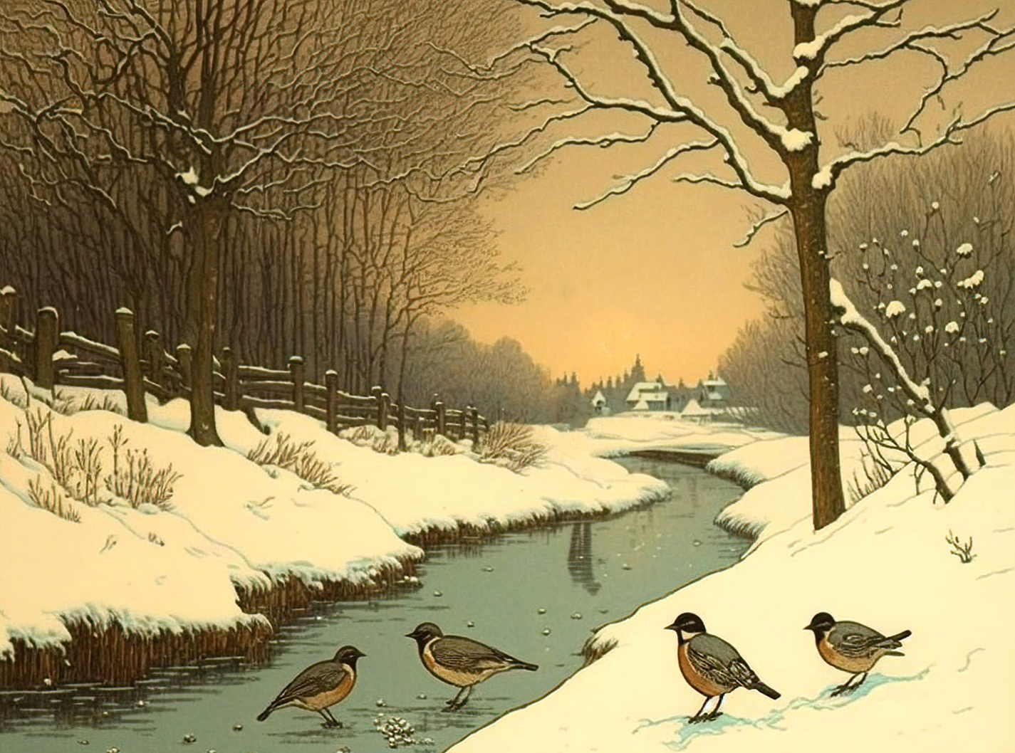 Winter Birds in the snow