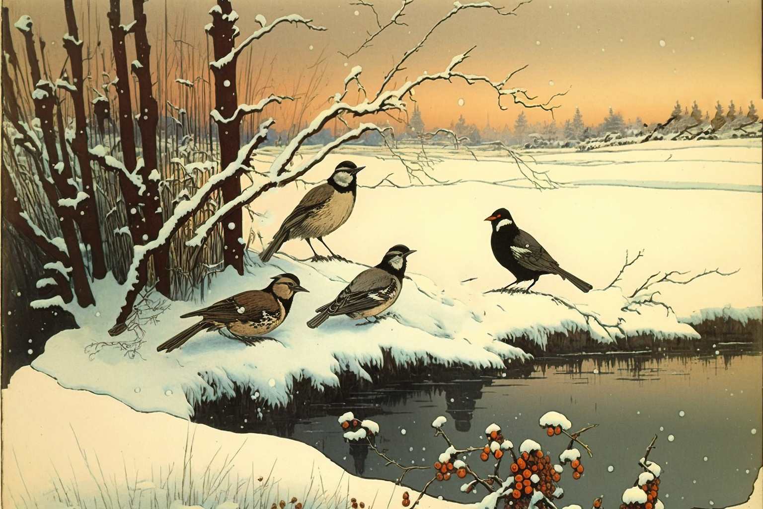 Birds in the Snow picture